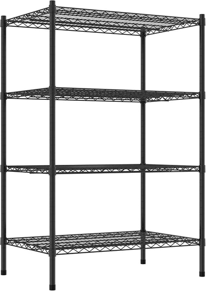Commercial NSF Listed Black Epoxy Stationary Wire Shelving Kit 24" x 36" x 54", with 4 Shelves Perfect for Warehouse, Walk-in Refrigerator, Freezer, Grocery Store, Restaurant, Dishroom