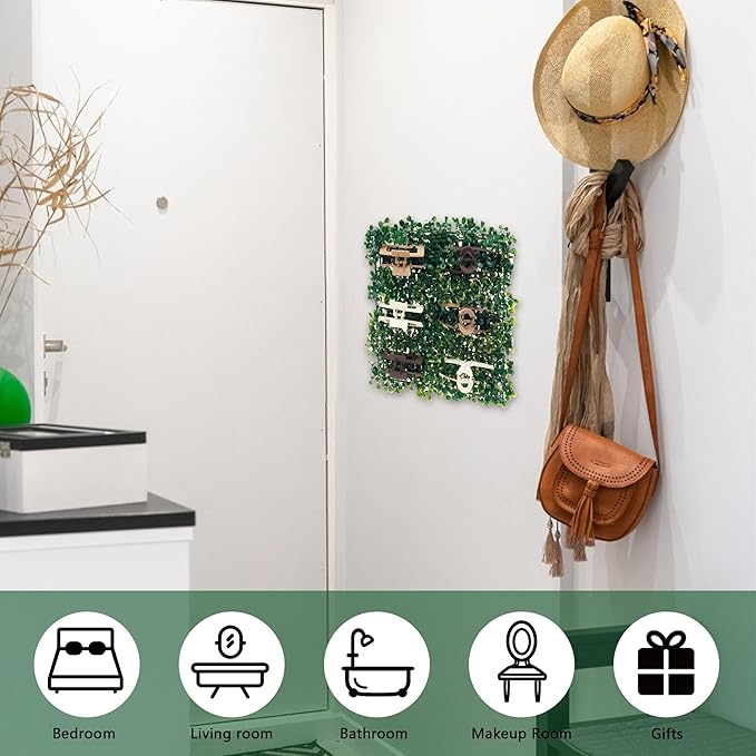 4 Pcs Claw Clip Organizer, Green Grass Hair Clip Holder, Storage Decoration Display for Women Wall, Door, Closet