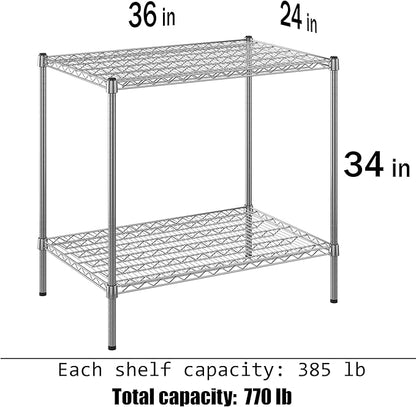 24" Deep x 36" Wide x 34" Height Wire Shelving Kit | 2-Tier | NSF Commercial Storage Rack Unit