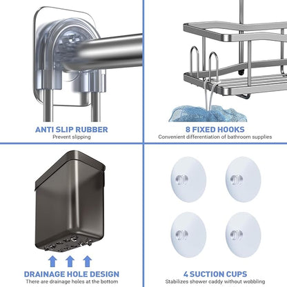 Aitatty Hanging Shower Caddy Bathroom Organizer: Rustproof Shower Shelf Racks Over Shower Head - No Drilling Inside Bath Shower Rack Shelves Over Showerhead for Shampoo with Soap Holder Silver