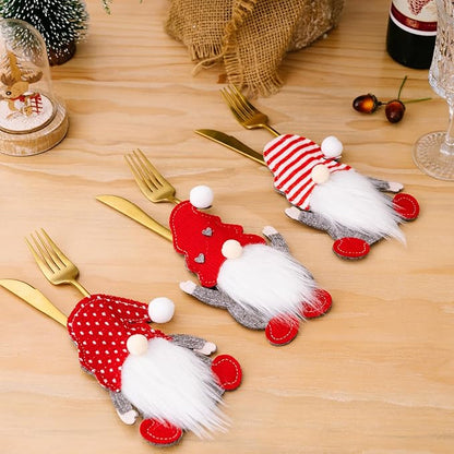 Christmas Silverware Holder Festive Cutlery Bags for Party Adorable Table Decor Compact