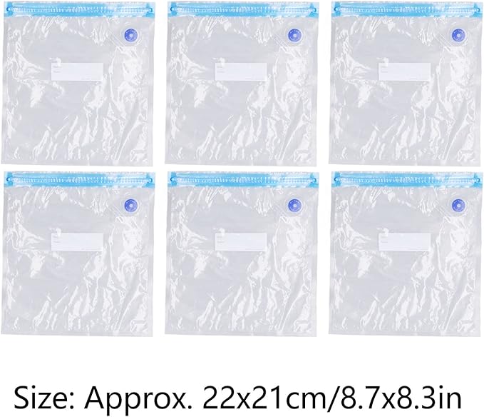 6PCS 22 * 21CM Vacuum Storage Bags Space Saver Sealed Reusable Vacuum Sealed Compressed Space Saver Bags for Food Clothing