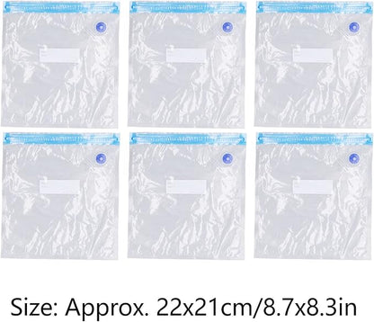 6PCS 22 * 21CM Vacuum Storage Bags Space Saver Sealed Reusable Vacuum Sealed Compressed Space Saver Bags for Food Clothing