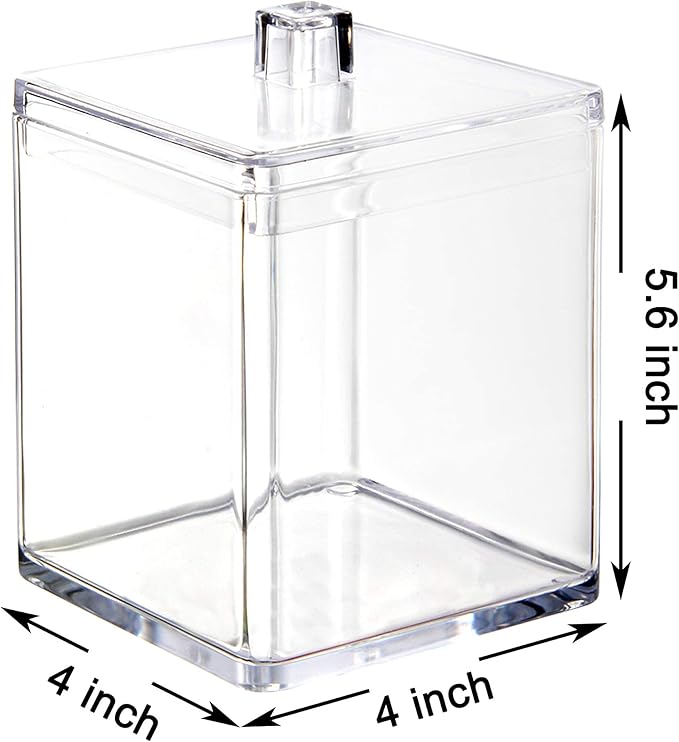 Youngever Clear Plastic Apothecary Jar, Square Shape (30 Ounce) (Pack of 2)