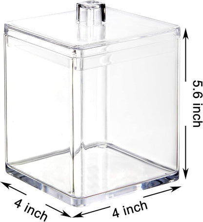 Youngever Clear Plastic Apothecary Jar, Square Shape (30 Ounce) (Pack of 2)