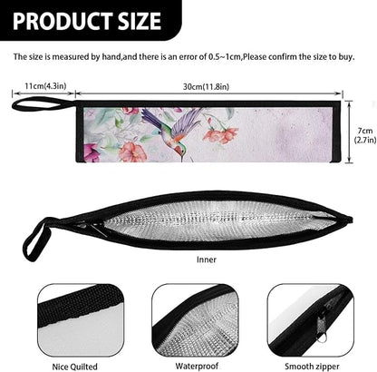 COEQINE Portable Travel Solverware Bag Portable Utensil Case Women Aesthetic Hummingbirds Travel Portable Utensil Case With Keychain