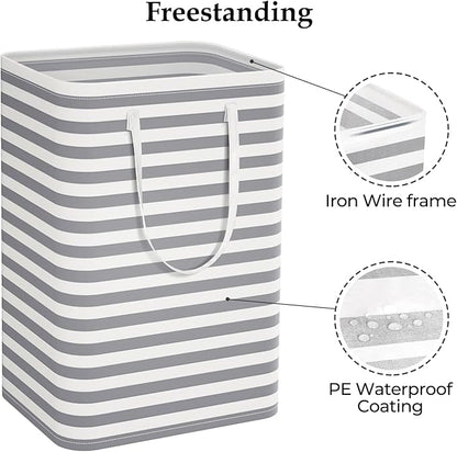 StorageRight Laundry Basket Hamper Large Collapsible Laundry Hamper with Easy Carry Handles，Freestanding Clothes Hampers for Laundry, Bedroom, Dorm, Clothes, Towels, 75L, Grey