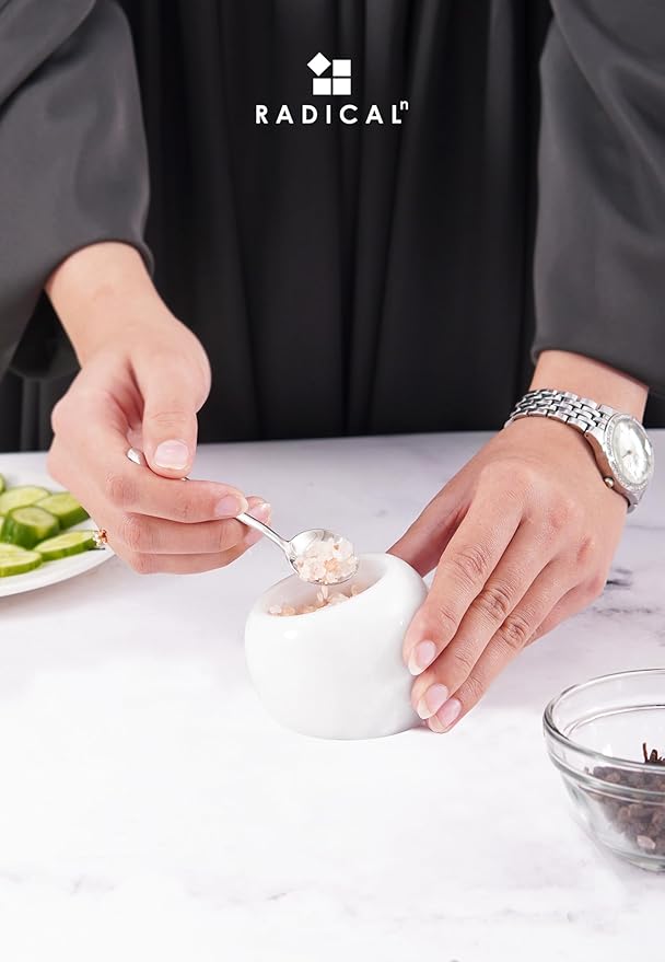 Radicaln Marble Salt Cellar with Lid 3" Inch White Salt Jar & Table Salt Storage For Kitchen Countertop, Ideal Salt Container, Salt Dish & Sugar Bowl For Table