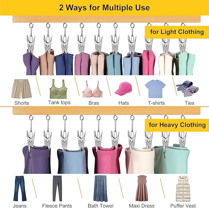 Legging Organizer for Closet, Pants Hangers with Clips Holds 20 Leggings, Jeans, Hats, Shorts, Socks, 360° Rotating Space Saving Hanging Clothes Organizer for Closet Organizers and Storage 2Pcs
