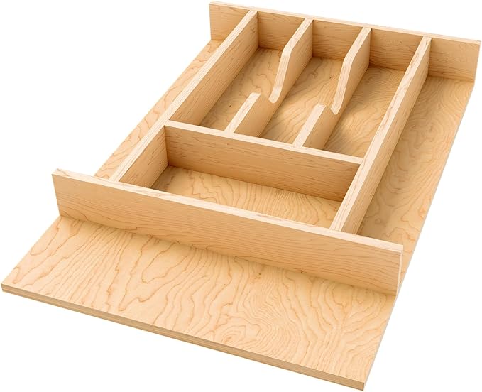 Rev-A-Shelf Natural Maple Right Size Utensil Insert Home Storage Kitchen Organizer 7 Compartment Drawer Accessory, 13-1/4" x 19-1/2", 4WCT-18SH-1