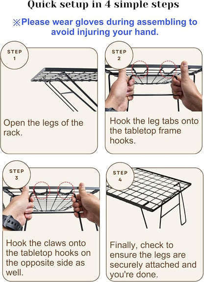 CAMPINGMOON Camping Mesh Rack 2 Pack Folding Camp Storage Shelf Lightweight Portable Black Steel Outdoor Kitchen Gear Organizer Carry Bag Included T-235-2T