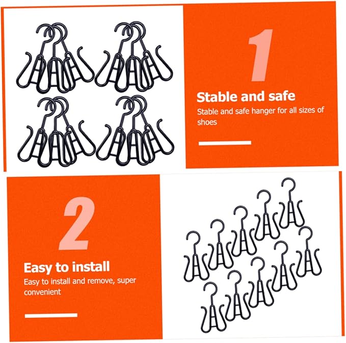 Happyyami 10pcs Sturdy Plastic Shoes Drying Racks Double Hook Shoes Hanger Boot Hangers for Home Travel Hanging Organizer