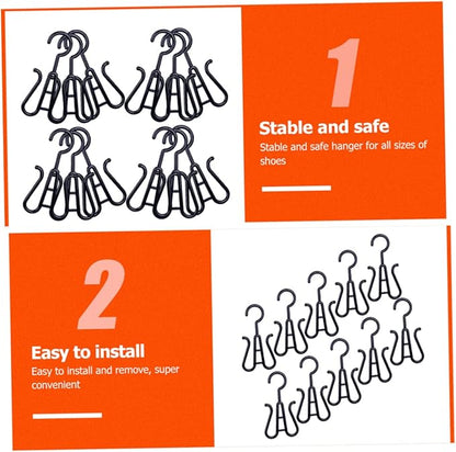 Happyyami 10pcs Sturdy Plastic Shoes Drying Racks Double Hook Shoes Hanger Boot Hangers for Home Travel Hanging Organizer