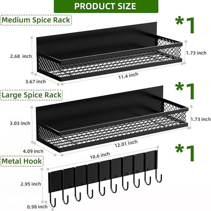 Magnetic Spice Rack for Refrigerator, 3 Pack Magnetic Shelf for Refrigerator, Movable Magnetic Basket is Used for Side Storage in Ovens, Microwaves, or Washing Machines