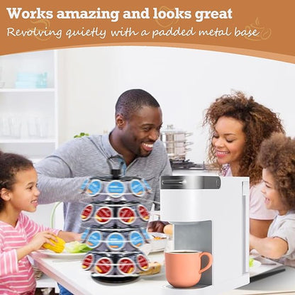 BLACKSMITH FAMILY 36 K Cup Pod Carousel Easy Assembly Design K Cup Holders,K Cup Holder, K Cups Holder,K Cup Carousel, 4-Tier Coffee Pods Holder Storage Organizer Stand,Glossy Black
