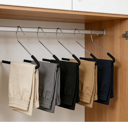5Pack Pants Hangers, Non-Slip Open Foam Padded Pants Hangers Space Saving Heavy Duty for Jeans, Trousers, Slacks