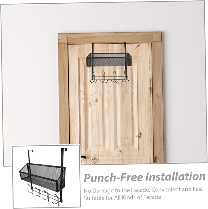 PRETYZOOM Door Organizer with Hooks Multi-Tier Storage Rack for Bathroom and Kitchen Waterproof Mesh Hanging Basket Easy Installation Fits Most Doors