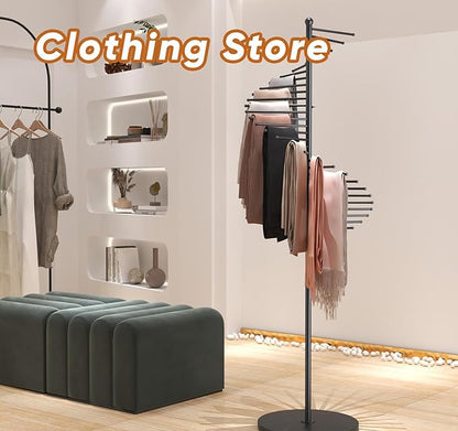lesolar Metal Scarf Rack Freestanding, Commercial Scarf Display Rack, Spiral Scarf Holder with 30 Rods, Hijab Stand Organizer Belt Pants Hanger, Space Saving Shelves for Clothing Store Home
