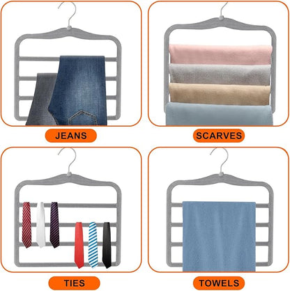 Closet Organizers and Storage, Magic Pants Hangers Space Saving, 4 Tiers Skirt Hangers, Jean Scarf Hangers, Closet Organizer Clothes Hangers, College Dorm Essentials Apartment Essentials-2 Pack