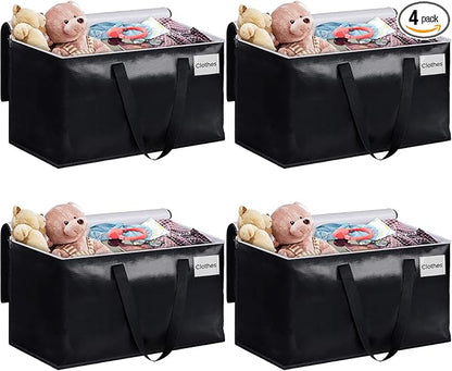 StorageRight Large Moving Bags Heavy Duty Storage Totes for Storage,Packing & Moving Collapsible Moving Supplies with Large Capacity, Reinforced Zippers and Handles, 88L, 4 Packs