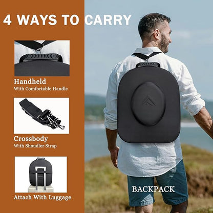 Foeran Travel Hat Case For Cowboy Panama & Fedora Hat, Waterproof & Crush Proof Cowboy Hat Box Wide-brimmed Hats Storage Holder Hat Carrier - Large, Black