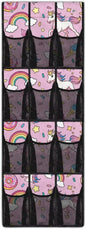 Unicorn Over Door Organizer for Stuffies Collapsible Back of Door Shoe Organizer Large Capacity 4 Shelf 12 Clear Pockets Hanging Storage Bag for Kids Toys Snacks Shoes Hats Comics