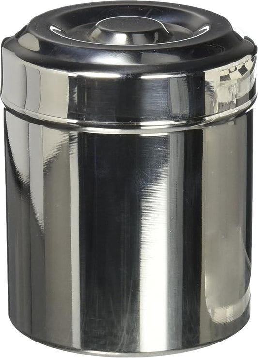 nu steel Gloss Decorative Stainless Steel Bathroom Vanity Countertop Storage Organizer Canister Jar for Cotton Swabs, Rounds, Balls, Makeup Sponges, Bath Salts - Shiny