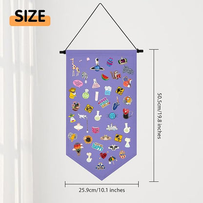 Kunyeah Wall Hanging Brooch Organizer Storage Case Colorful Canvas Pin Board Stand Enamel Pin Badge Hanging Holder Display Banner Earrings Collection Holder - Pins No Included (Purple)