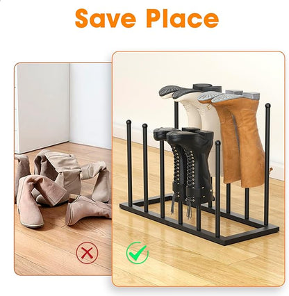 Urban Deco Free Standing Shoe Racks, Boot Organizer for Tall Boots, Black Metal Boot Rack Fit for 6 Pairs, Shoe Organizer for Dorm Room, Closet, Entryway (Black-6pairs)