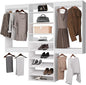 ROOMTEC Modular Closet System, 66" Wall Mounted Closet Organizer with Hanging Rods and Shoe Shelf, Wooden Tower for Walk-In Closets, Wardrobe Storage Kit, White