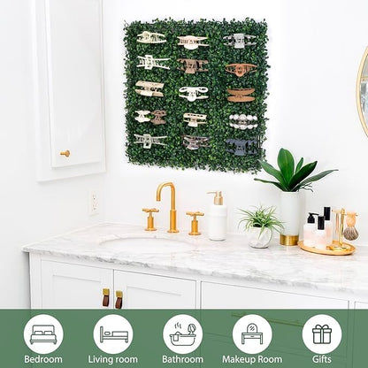 SNOWSTAR Green Grass Claw Clip Organizer Holder, 20x20 inch Hair Clip Stand for Women and Girls, Wall Decor Display