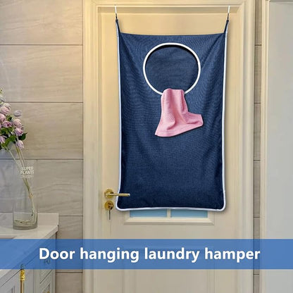 KEEPJOY 2 Pack Large Hanging Laundry Hamper Bag, 35x21.6 Inch Oversized Clothes Hanging Laundry bag with Hooks, Perfect for Managing Dirty Clothes Storage Bag (Blue,2-Pack)
