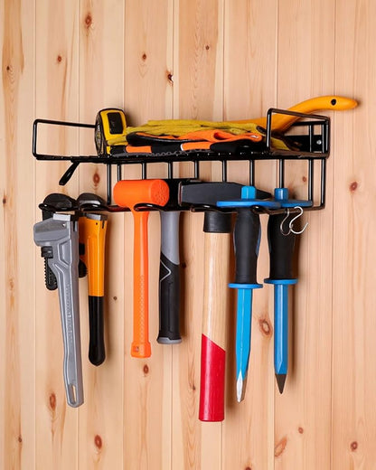 UNITEDPOWER Wall Mounted Power Tool Organizer Holder, Heavy Duty Utility Storage Rack With Shelf for Battery Powered Hand Tools, Workshop, Shed, Garage, Home