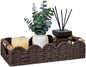 CubesLand Bathroom Basket Organizer w/Cut Out Handle, Back of Toilet Paper Storage Baskets for Bathroom Countertop Decorative, Small Scalloped Wicker Basket Also for Home Decor, Living Room, Brown