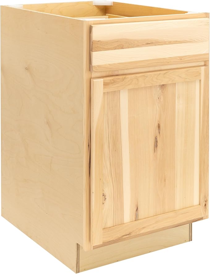 Quicklock RTA (Ready-to-Assemble) | Base Kitchen Cabinets - Shaker Style | Made in America (Raw Hickory, 24" Wx34.5 Hx24 D Base)
