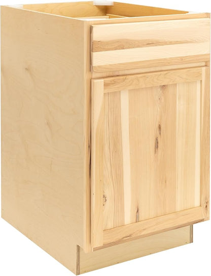 Quicklock RTA (Ready-to-Assemble) | Base Kitchen Cabinets - Shaker Style | Made in America (Raw Hickory, 24" Wx34.5 Hx24 D Base)
