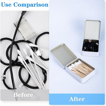 2Pcs Portable Travel Cotton Pad Holder,Bathroom Vanity Organizer for Cotton Balls, Swabs, Floss - Dispenser for Cosmetic Sponge(White)