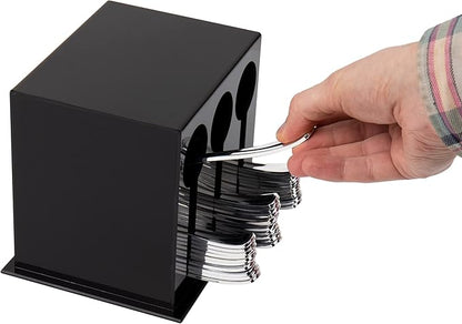 Mind Reader Utensil Dispenser, Silverware Organizer, Plastic Fork and Spoon Dispenser, Kitchen, Black