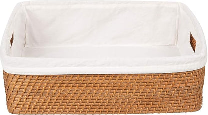 KOUBOO Laguna Rattan Shelf Basket with Liner, 18" x 14" x 6", Honey-Brown