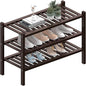 ROMGUAR CRAFT 3 Tier (Thick) Bamboo Shoe Rack for Closet Free Standing Wood Shoe Shelf for Entryway Small Space Stackable 27"x12"x21" (Black Brown)