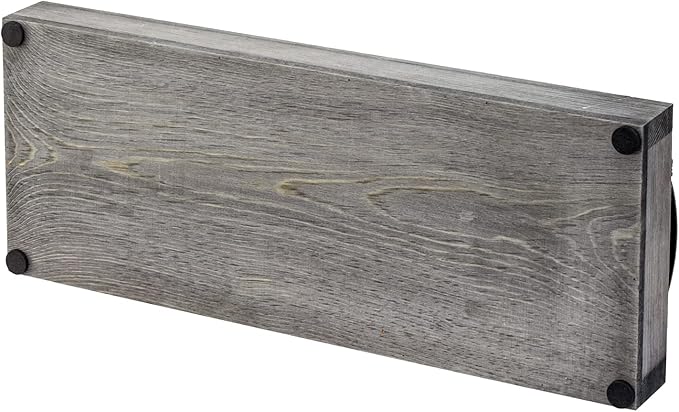 MyGift 16 Inch Vintage Gray Wood Toilet Tank Tray Organizer - Bathroom Vanity Rectangular Storage Tray with Antique Brass Tone Metal Handles