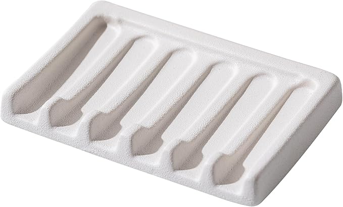 Tanew Self Draining Premium Ceramic Soap Dish, Bar Soap Holder, Waterfall Soap Dish, Shower Soap Holder Sponge Holder Soap Tray Soap Savers for Bathroom, Shower, Kitchen, Sink and Countertop
