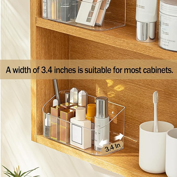 Bathroom Counter Shelf Vanity Trays, Makeup Organizer Tray with 9 Compartments, Trays Holders for Medicine Bathroom Cabinet, Clear