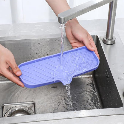 MicoYang Silicone Bathroom Soap Dishes with Drain Spout-Bathroom and Kitchen Sink Organizer,Sponge Holder,Dish Soap Tray,Perfect for Dispenser,Scrubber,Bottle on Sink or Counter-Light Purple 12"×4"