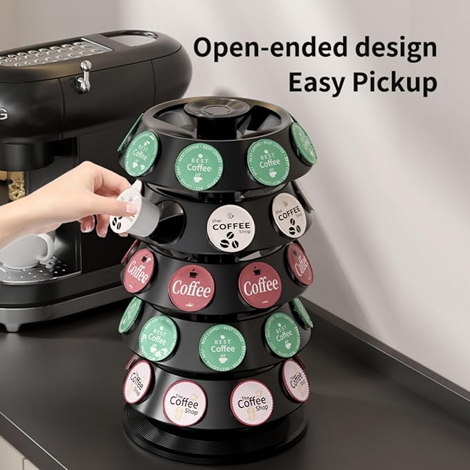 K Cup Holder, Coffee Pod Holder for Keurig - 40 Capsule Spinning Organizer with 360° Turntable, Space Saving K Cup Storage for Kitchen Counter, Office & Coffee Bar