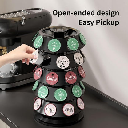 K Cup Holder, Coffee Pod Holder for Keurig - 40 Capsule Spinning Organizer with 360° Turntable, Space Saving K Cup Storage for Kitchen Counter, Office & Coffee Bar