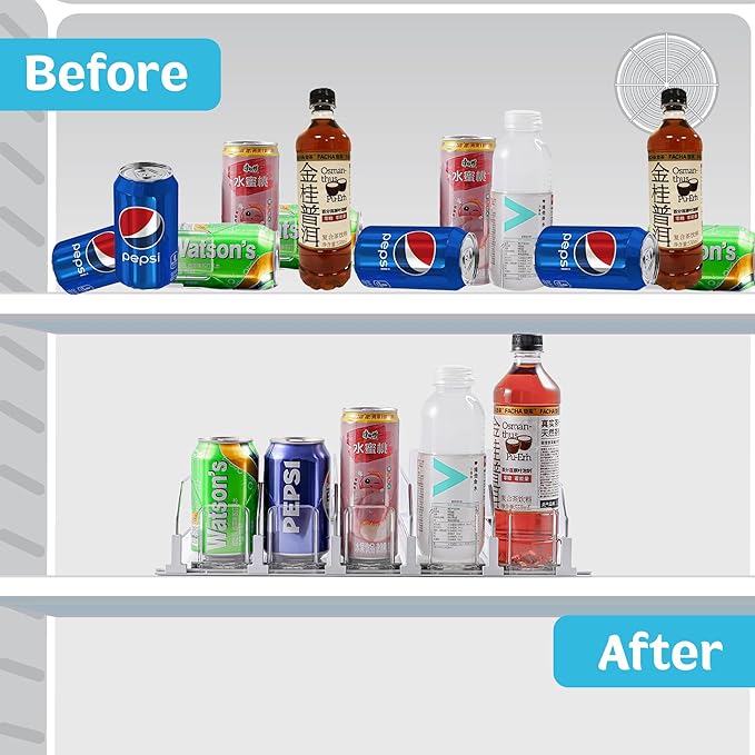 Drink Dispenser for Fridge™ | Drink Organizer | Soda Can Organizer for Refrigerator & Soda Can Dispenser for Refrigerator | 17.3''x15''x3.9'' Fridge Drink Organizer I White