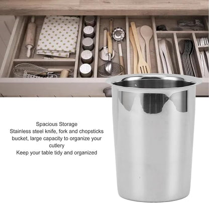 Countertop Utensil Holder Stainless Steel, No Hole Stainless Steel Kitchen Utensil Holder, 5.4x4.5x3.4in Large Stainless Utensil Holder for Kitchen Counter, Knives, Forks