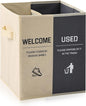 Foldable Shoe Cover Box Dispenser Storage Box Storage Bin Holder with Used Shoe Covers and Welcome Please or Remove Sign for Open House Supplies (Beige, Gray)