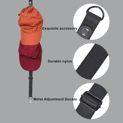 Hat Rack, Hat Racks for Baseball Hats, Hat Organizer for Closet Door, over the Door Hat Rack, Hat Organizer with Buttons Adjustable Hat Racks Hold 18 Snap Back Hats, Never Fall Off